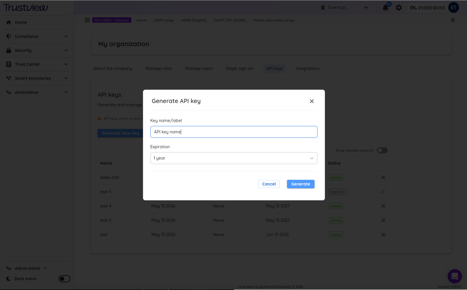 Copy and save your API key